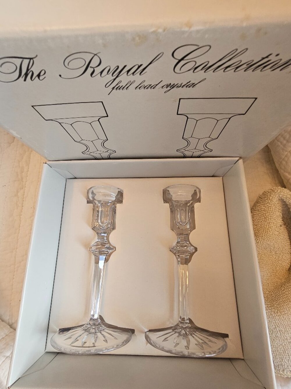 Rogaska "Richmond" Lead Crystal Candle Holders-Pair